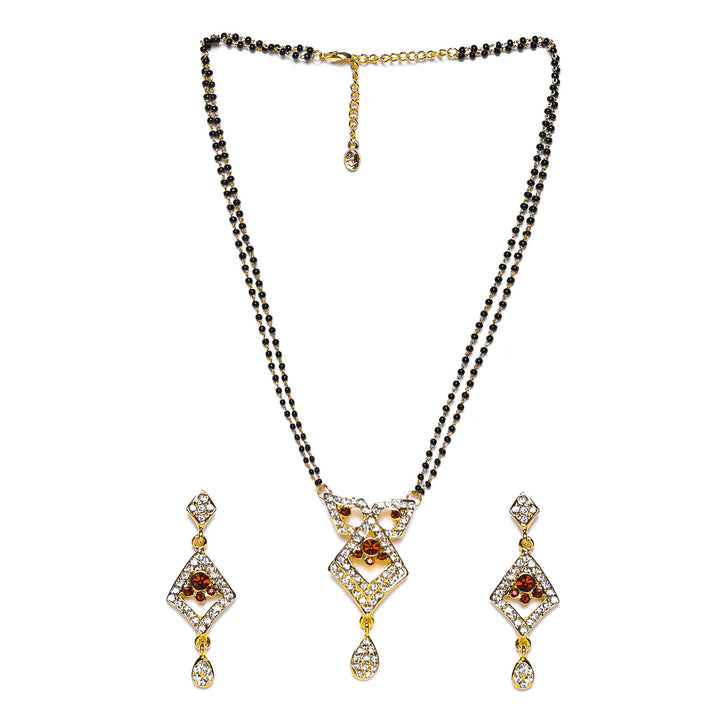 Estele Gold Plated mesmerizing Mangalsutra Necklace Set with Austrian Crystals for Women