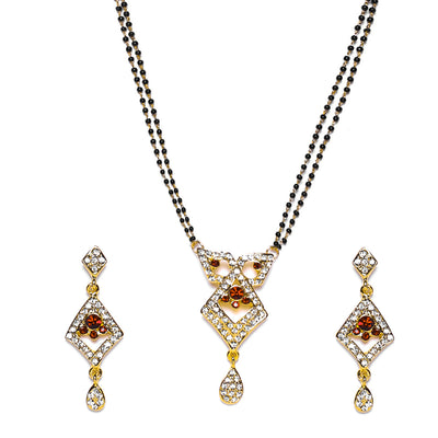 Estele Gold Plated mesmerizing Mangalsutra Necklace Set with Austrian Crystals for Women