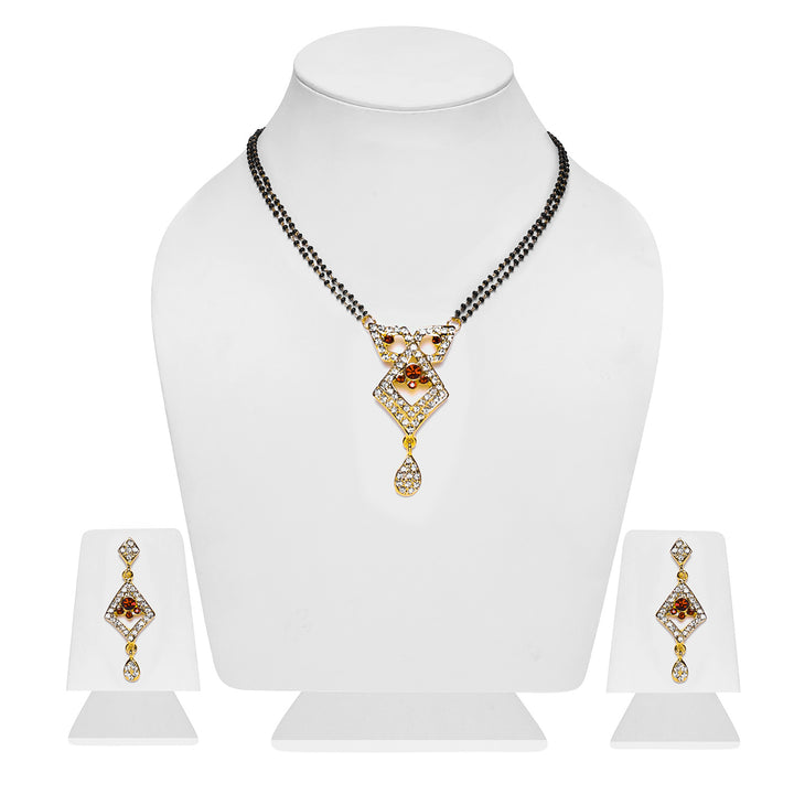 Estele Gold Plated mesmerizing Mangalsutra Necklace Set with Austrian Crystals for Women