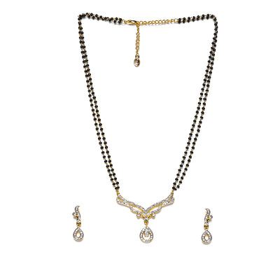 Estele Gold Plated Candere Drop Mangalsutra Necklace Set with Austrian Crystals for Women