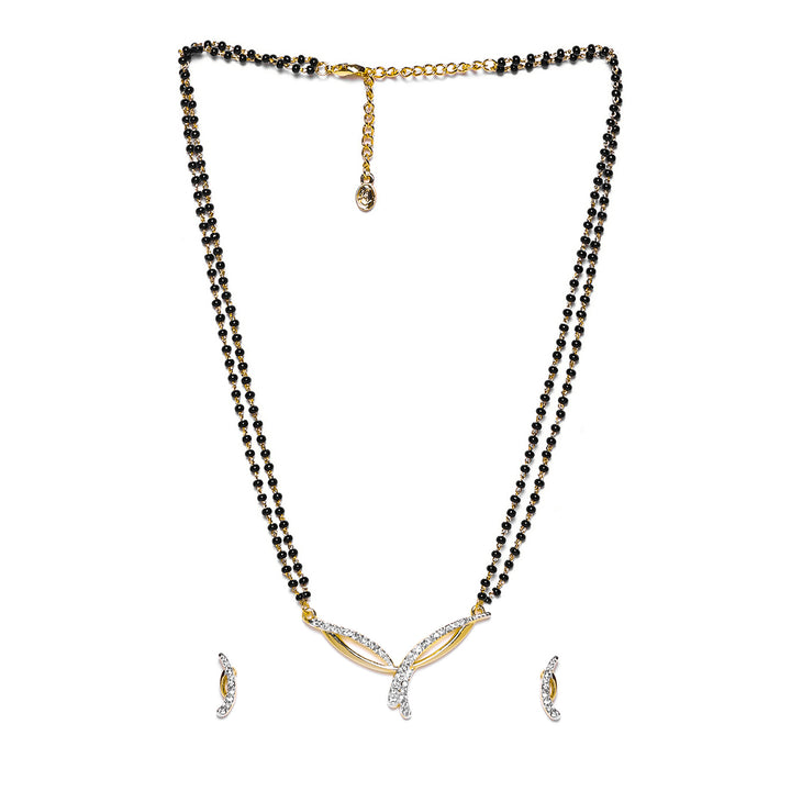 Estele Gold Plated Elegant Designer Mangalsutra Necklace Set with Austrian Crystals for Women