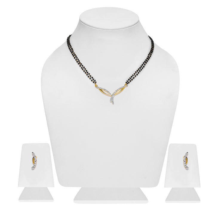 Estele Gold Plated Elegant Designer Mangalsutra Necklace Set with Austrian Crystals for Women