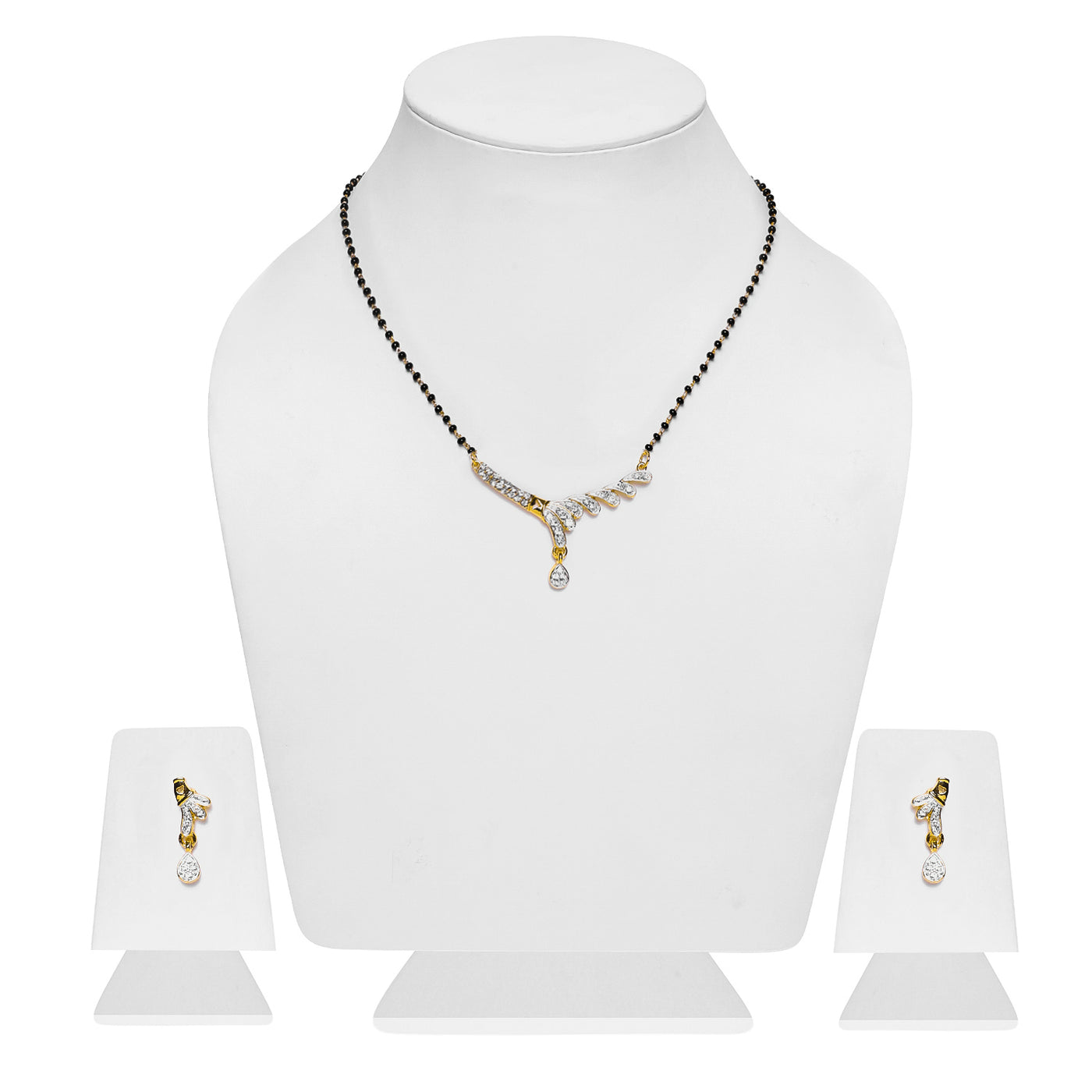 Estele Gold Plated Magnificent Mangalsutra Necklace Set with Austrian Crystals for Women