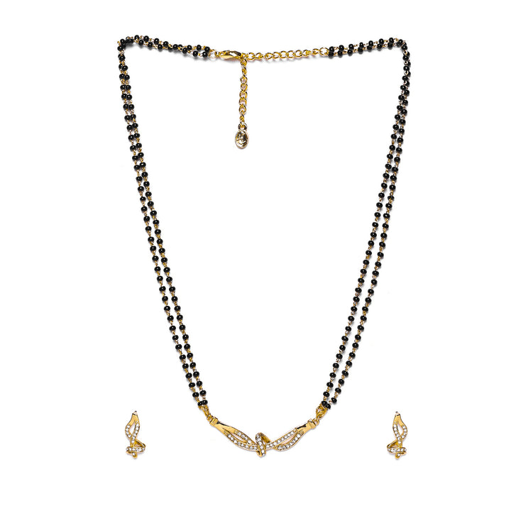 Estele Gold Plated Fascinating Mangalsutra Necklace Set with Austrian Crystals for Women