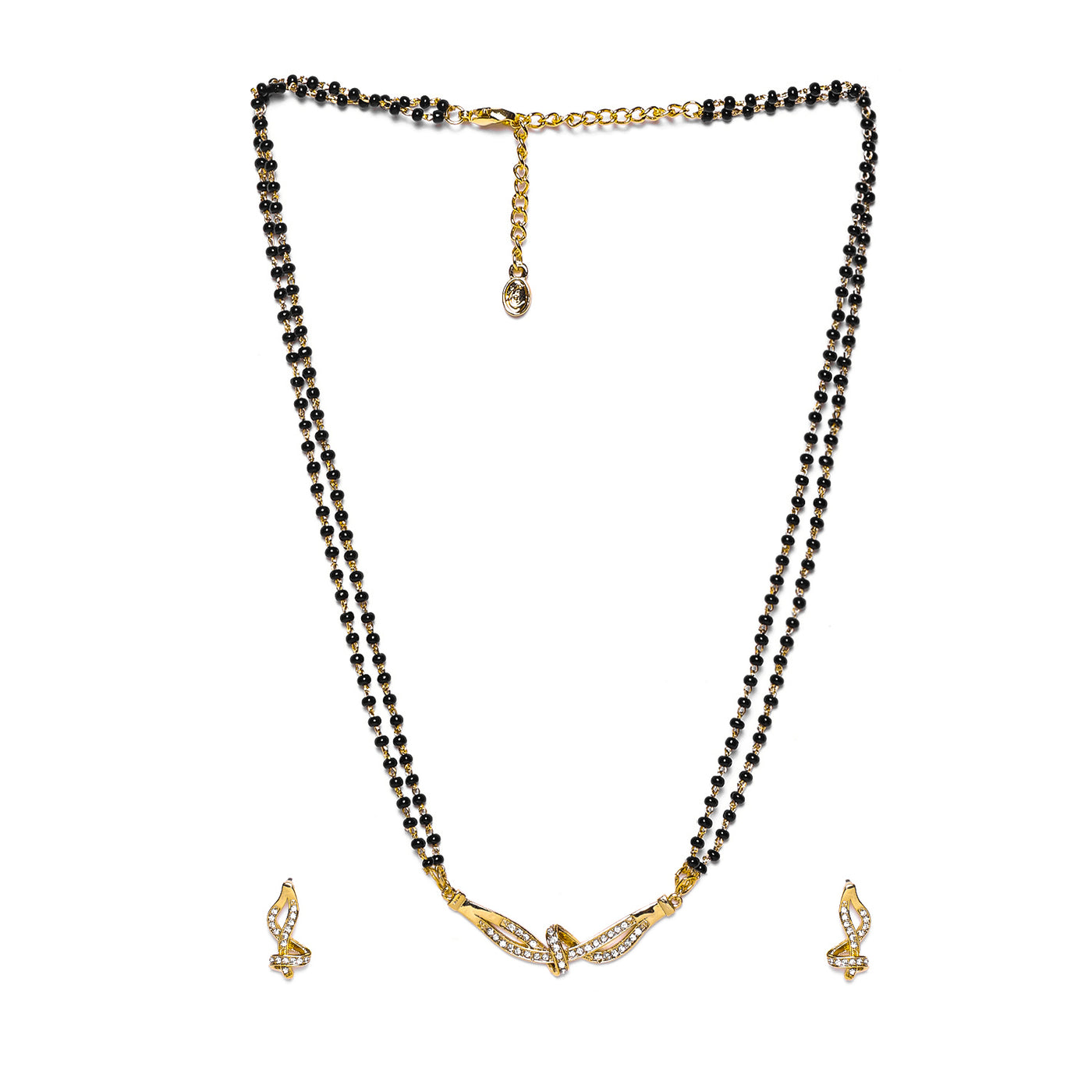 Estele Gold Plated Fascinating Mangalsutra Necklace Set with Austrian Crystals for Women