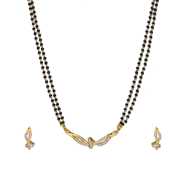 Estele Gold Plated Fascinating Mangalsutra Necklace Set with Austrian Crystals for Women