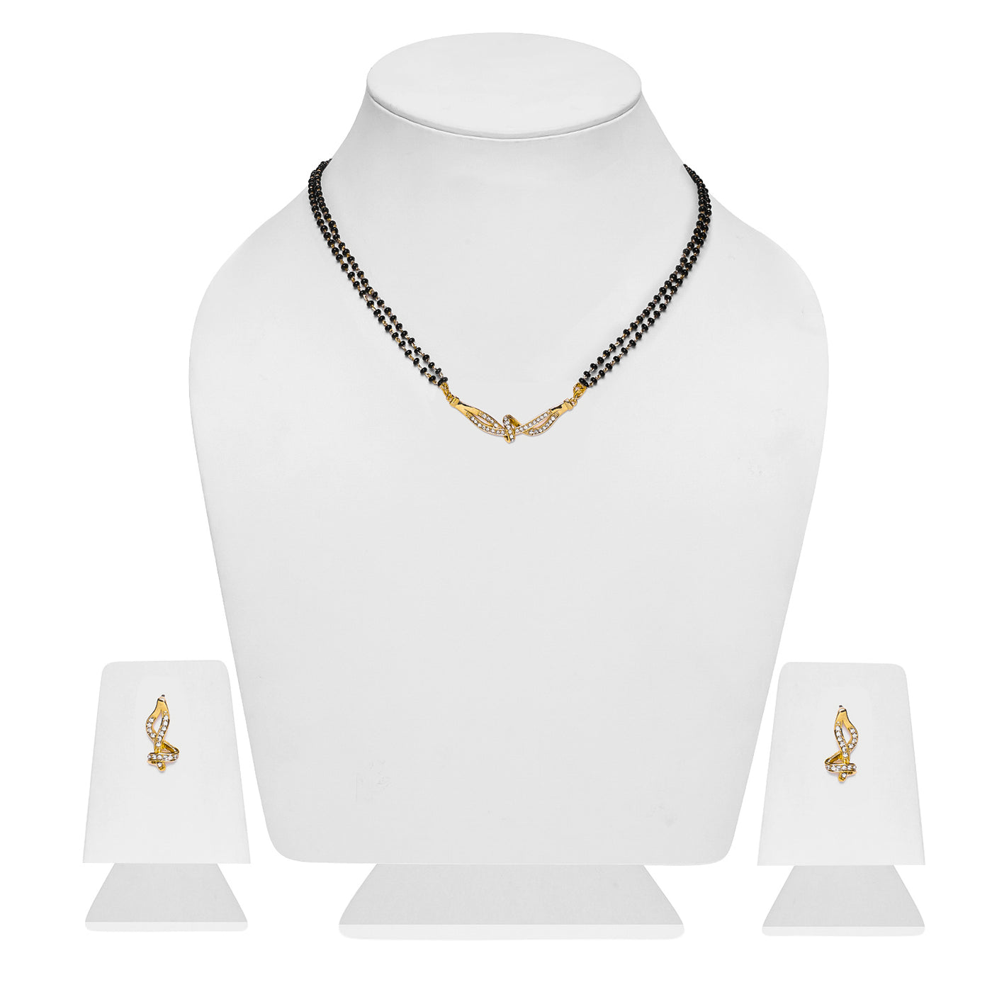 Estele Gold Plated Fascinating Mangalsutra Necklace Set with Austrian Crystals for Women
