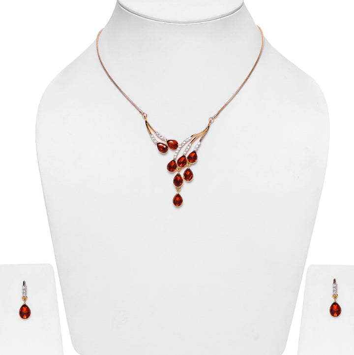 Estele - NOOR Ruby 24 KT Gold plated Necklace Set