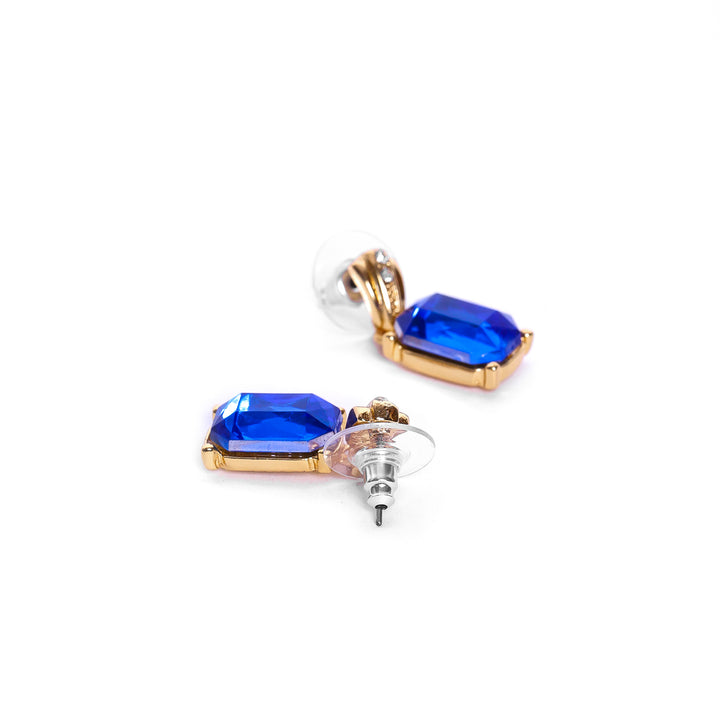Estele Gold Plated Sparkling Pearl Necklace Set with Blue Stones for Women & Girls
