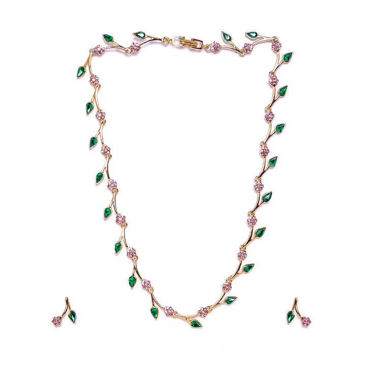 Estele Gold Plated Exquisite Crystal Necklace Set for Women
