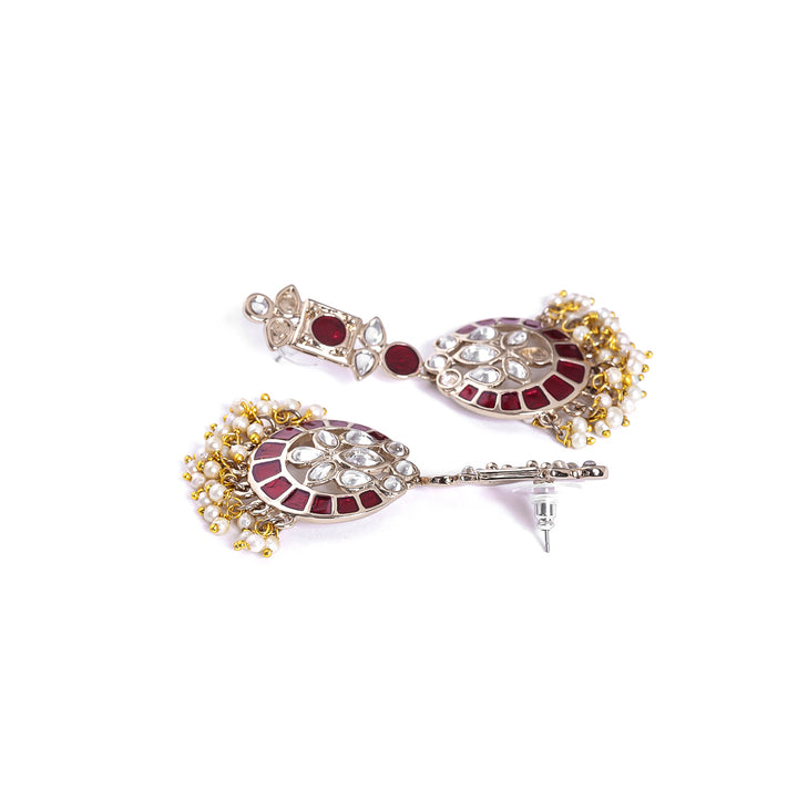 Estele Gold Plated Flexible Kundan Necklace Set with Enamel for Women