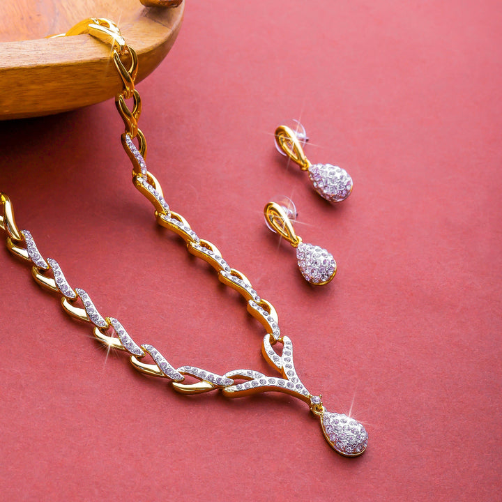 Estele Gold Plated Valentine Necklace Set for Women