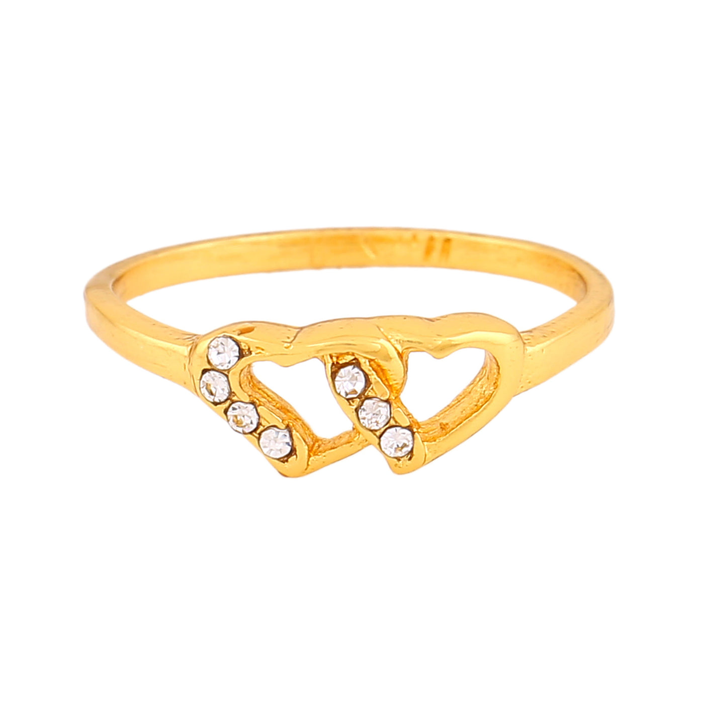 Estele Gold Plated Entwisted Heart Shaped Finger Ring with Crystals for Women