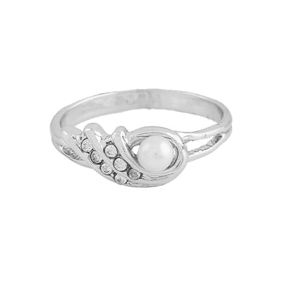 Estele Rhodium Plated Splendid Finger Ring with Austrian Crystals for Women