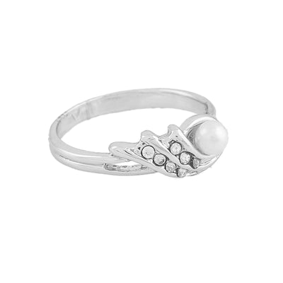 Estele Rhodium Plated Splendid Finger Ring with Austrian Crystals for Women