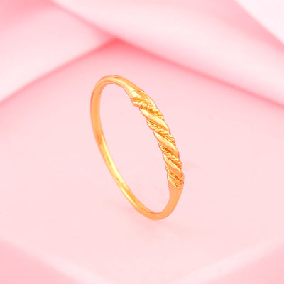 Estele Gold Plated Twisted Pattrened Finger Ring for Women