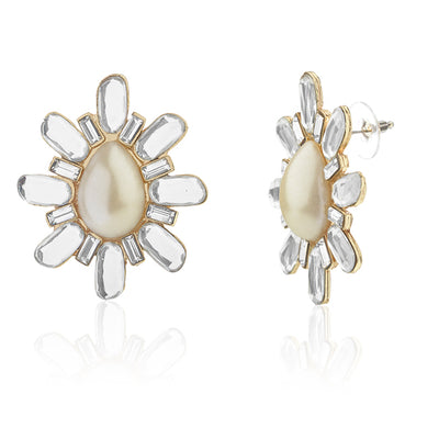 Mirror Stone Earring with Pearl