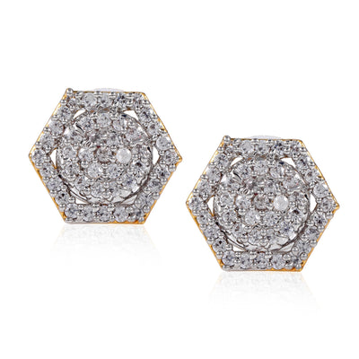 Estele Gold and Silver Plated American Diamond Modern Nakshatra Stud Earrings