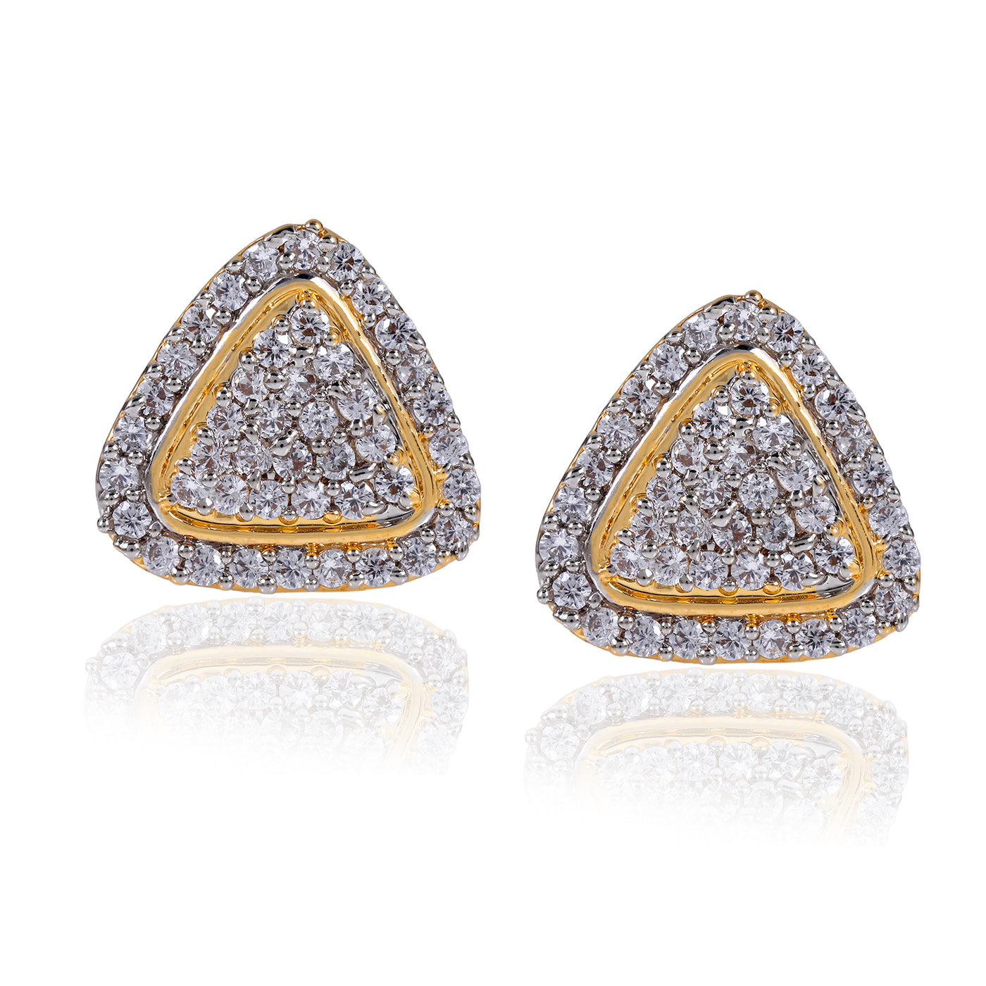 Estele Gold & Rhodium Plated Moonlight Sparkling AD Studs Earrings for Women
