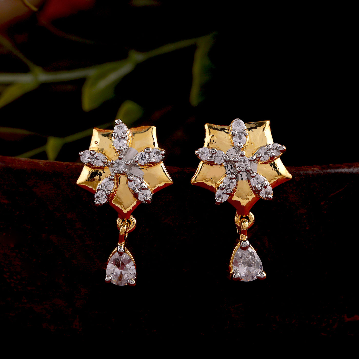 Zircon Crystal Star Stud Earrings