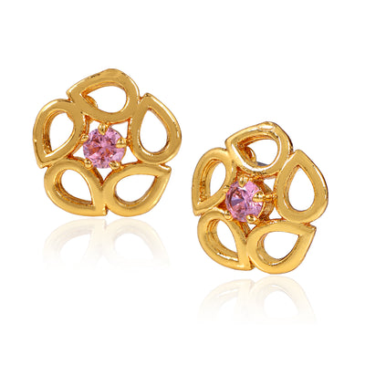 Gold Plated Lovely Floral Opal Stud Earrings