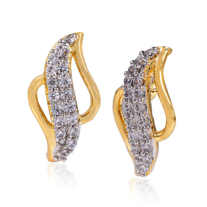 Estele Gold Plated Pearl Lady bug Stud Earrings for Women