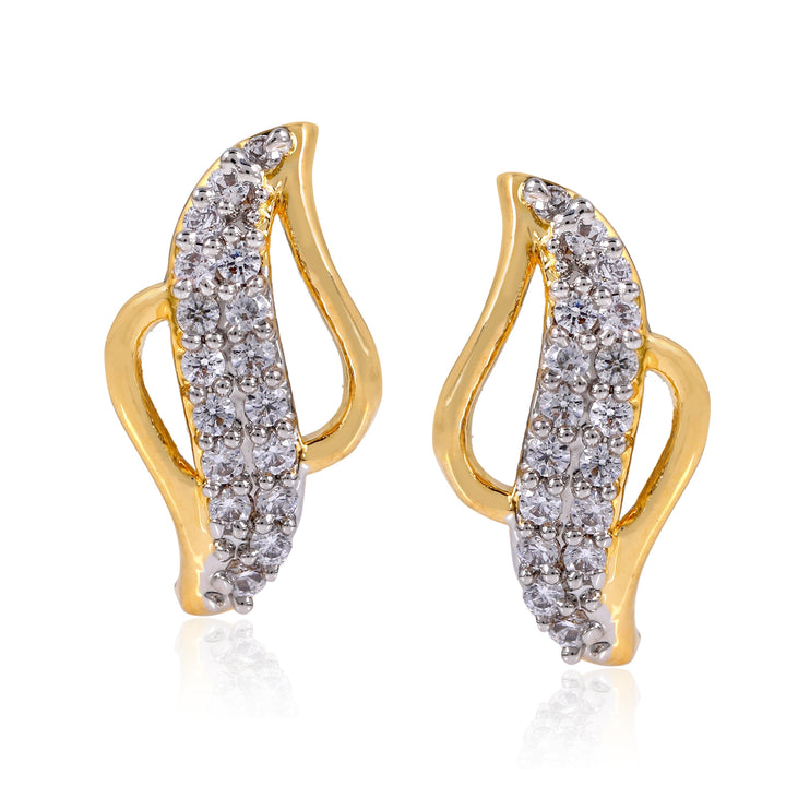 Estele Gold Plated Pearl Lady bug Stud Earrings for Women