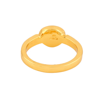 Estele Gold Plated Solitaire Finger Ring with Crystals for Women