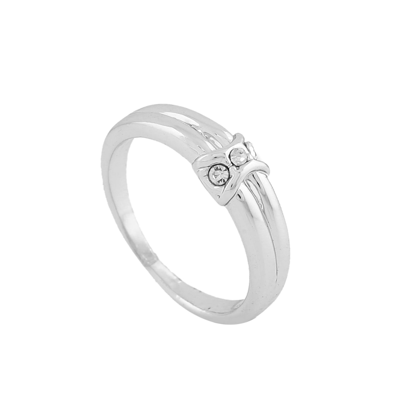 Estele Rhodium Plated Beautiful Finger Ring with Crystals for Women
