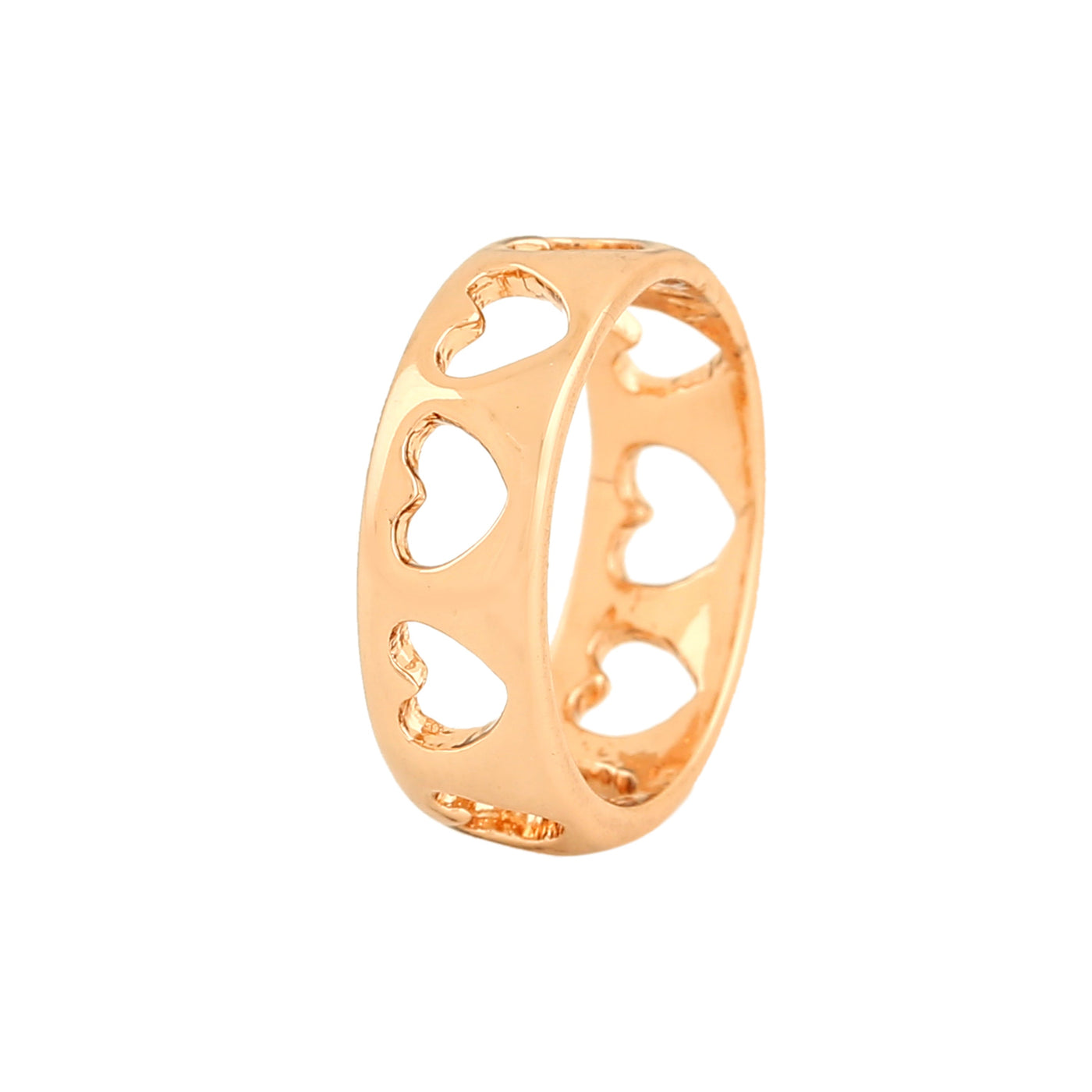 Estele Rose Gold Plated Heart-Shaped Finger Ring for Women