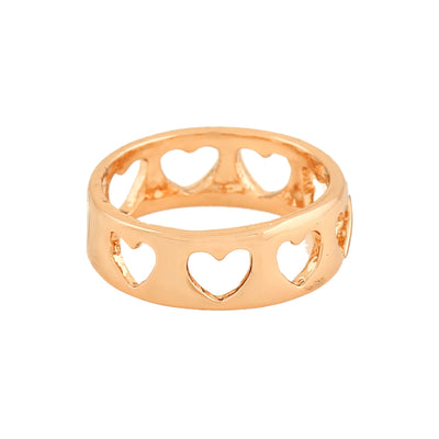 Estele Rose Gold Plated Heart-Shaped Finger Ring for Women