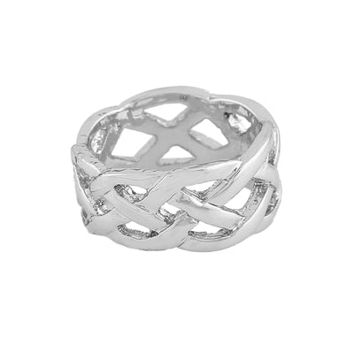 Estele Rhodium Plated Celtic Weave Designer Finger Ring for Women