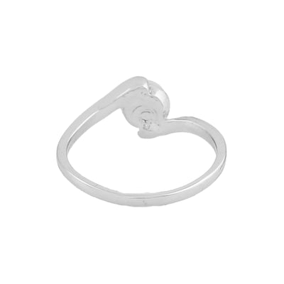 Estele Rhodium Plated Graceful Finger Ring with Pearl for Women