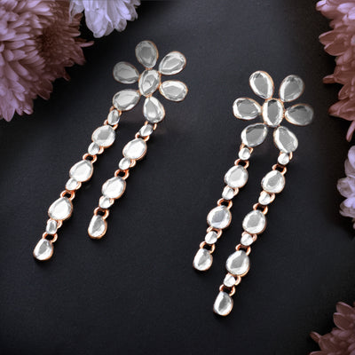 Aiyna Flower Uncut Chandeliers Earrings