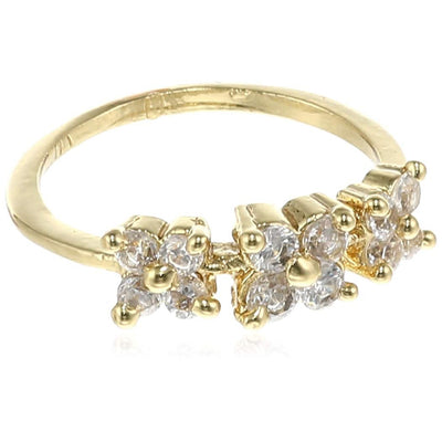 Estele gold plated studded floral american diamonds ring for stylish women( non adjustable)