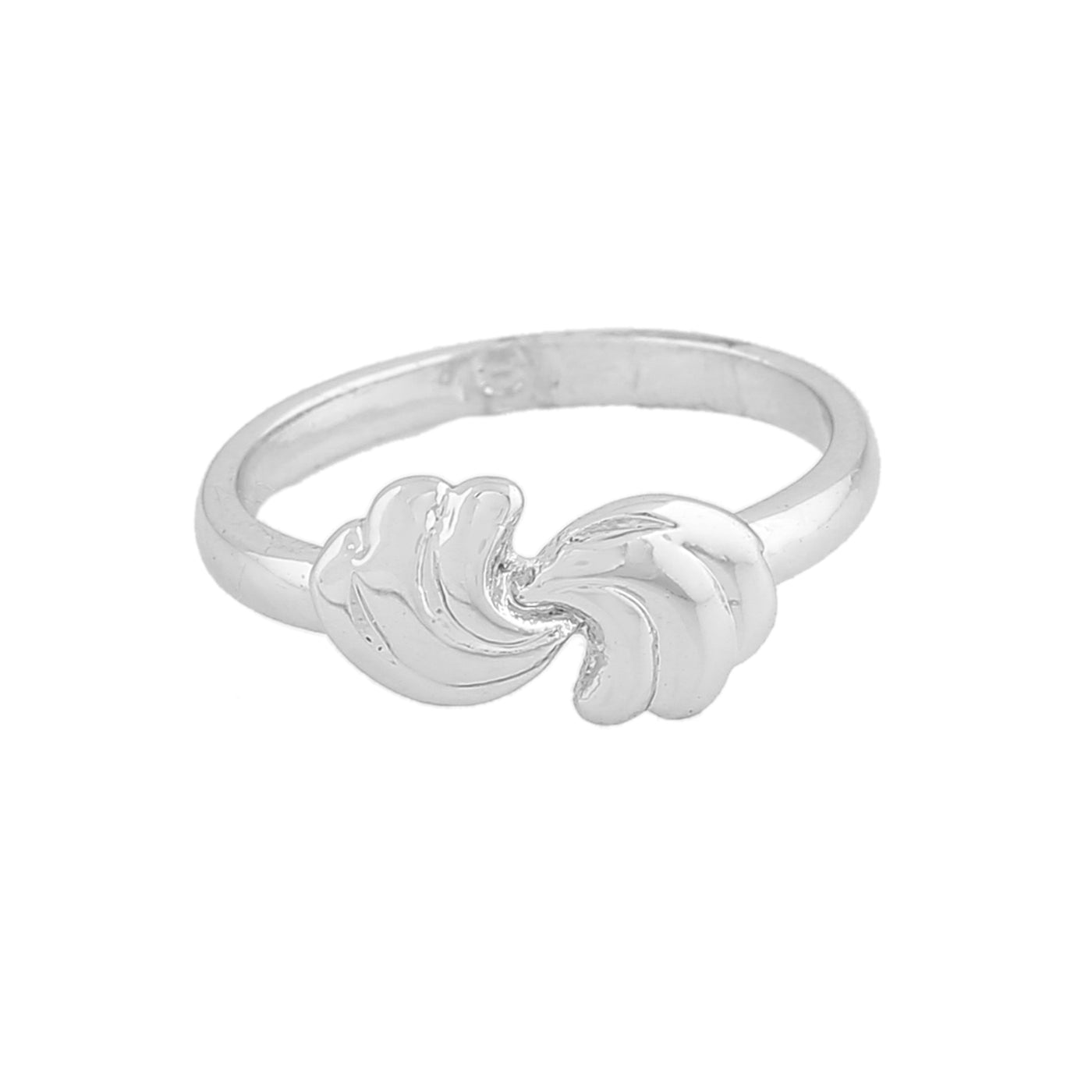 Estele Rhodium Plated Twisted Wings Finger Ring for Women