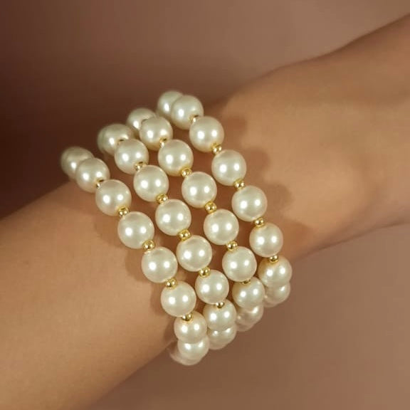 Estele - White Pearl Four Line Bracelet