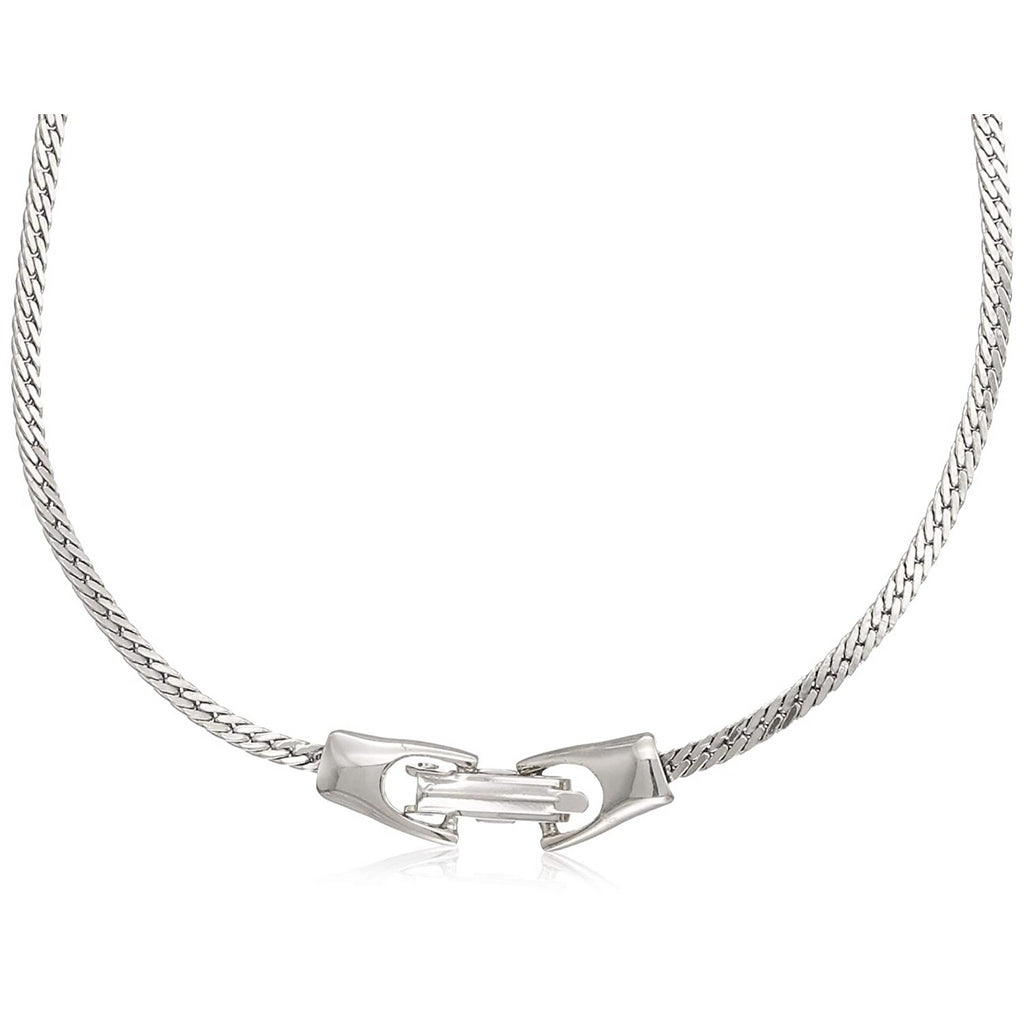 Estele Rhodium Plated chain with attached gold designer pendant for women