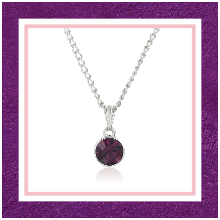 Estele - Rhodium Amethyst Pendant with Austrian Crystal for Women / Girls