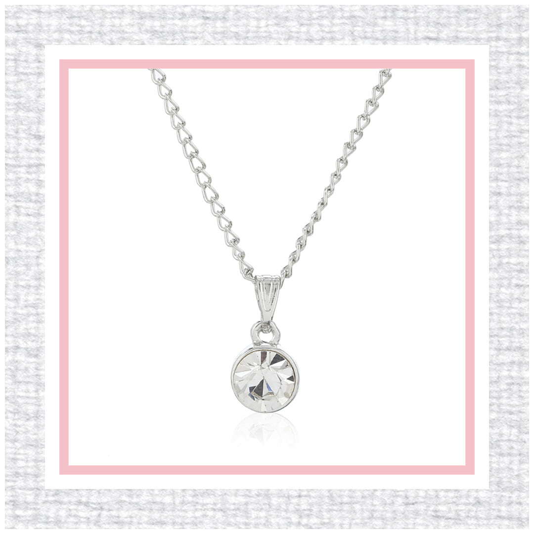 Estele Rhodium Plated Classic Pendant with Austrian Crystal for Women