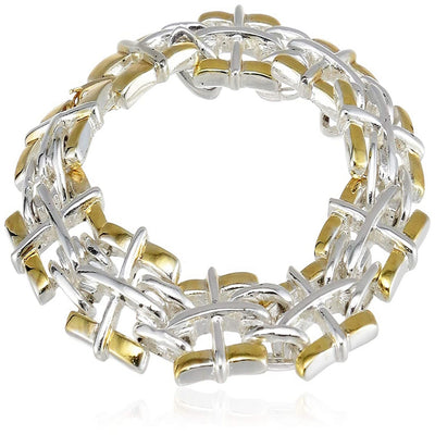 Estele Gold plated Broad Band Link Bracelet for Women