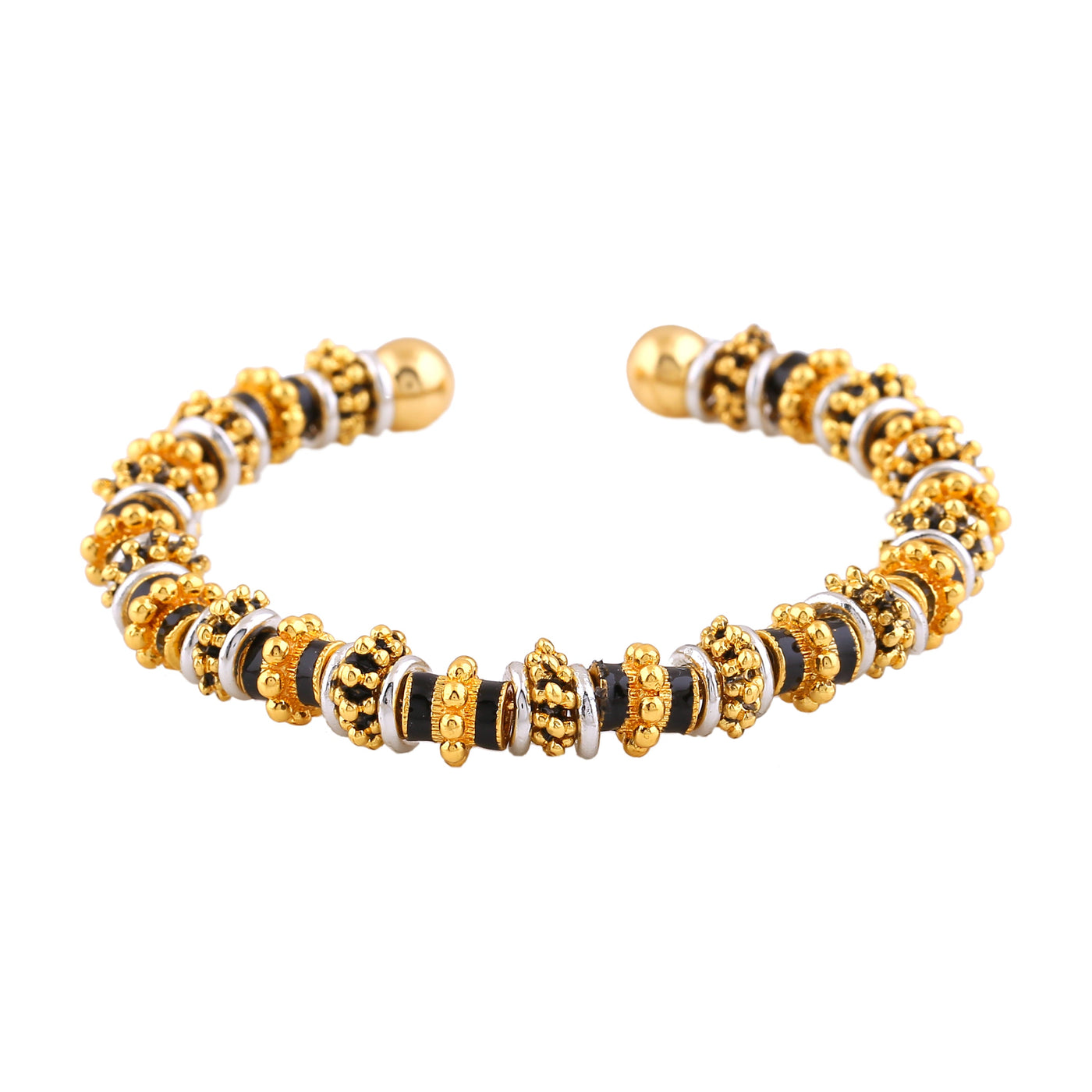 Estele Gold & Rhodium Plated Twist & Twirl Kada Bracelet for Women