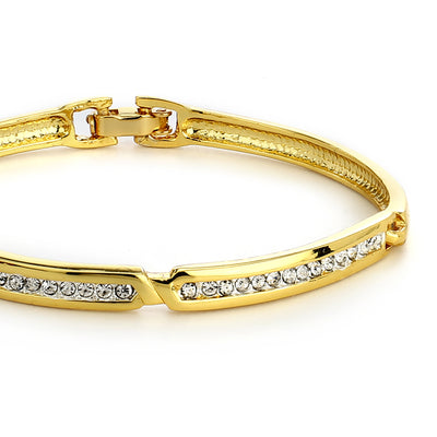 Gold And Silver Plated White Crystal Stone Bangle Bracelet