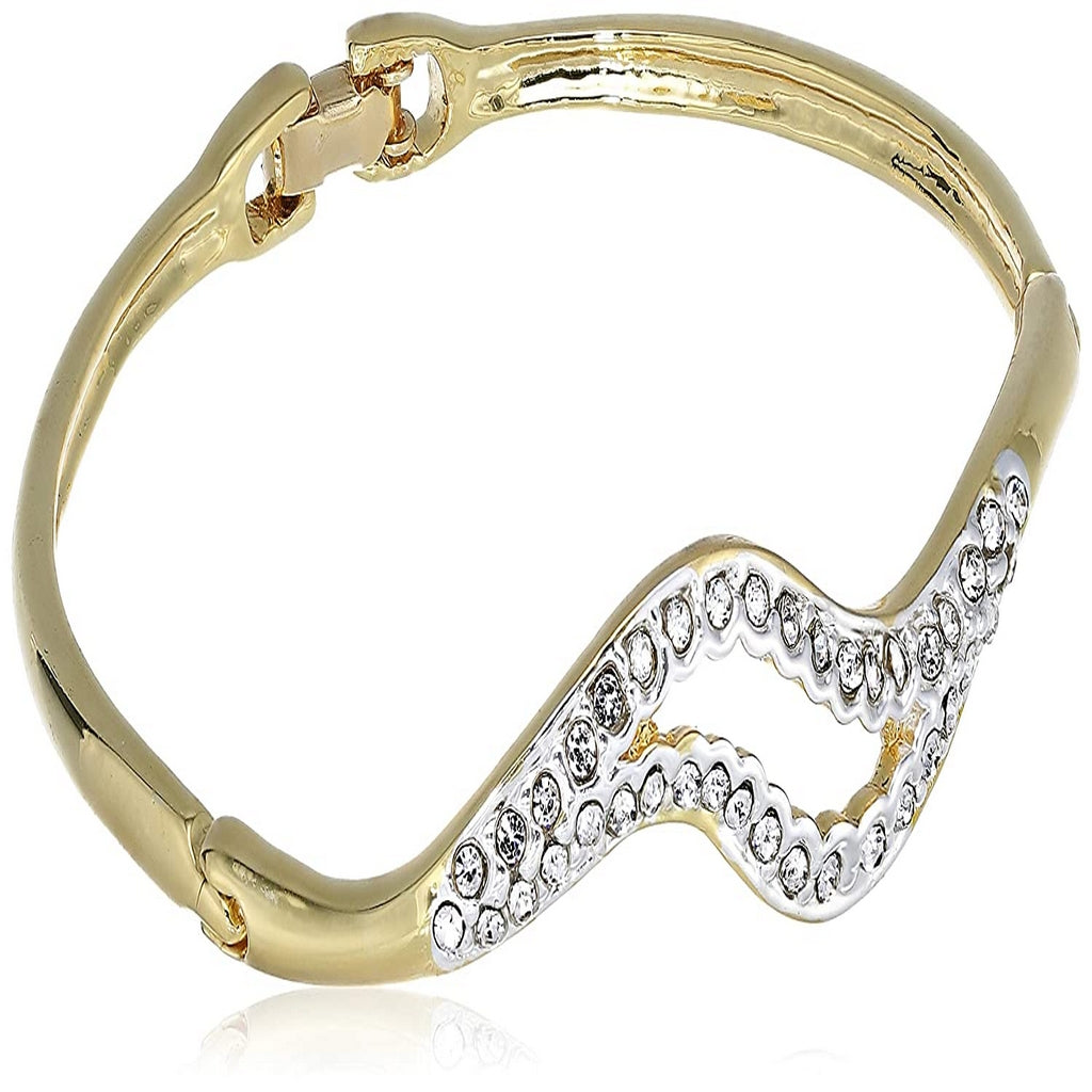 Estele  gold platedDiamond Fashionable Curved Bracelet for Women
