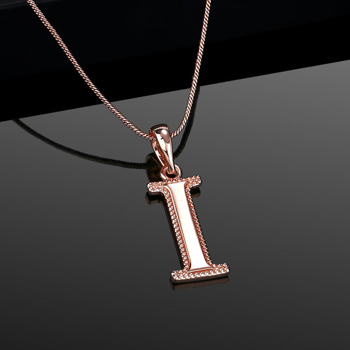 Estele Rosegold Plated "I" Letter Charm Pendant for Women / Girls