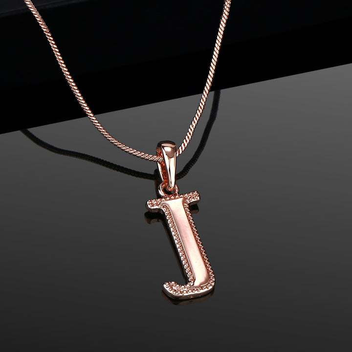 Estele Rosegold Plated "J" Letter Charm Pendant for Women / Girls