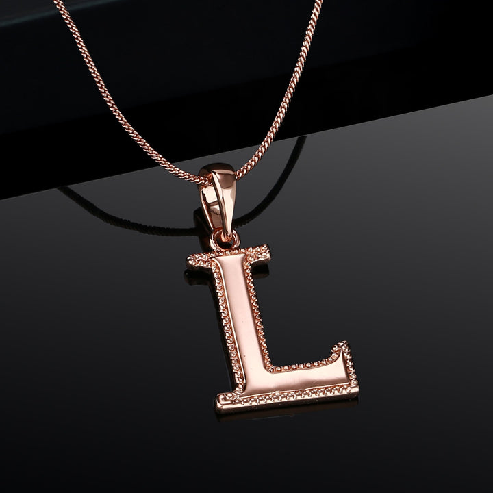 Estele Rosegold Plated "L" Letter Charm Pendant for Women / Girls