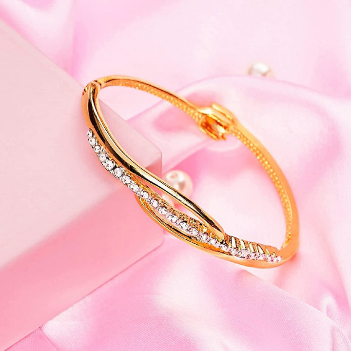 Estele Gold & Rhodium Plated Glamorous Cuff Bracelet with Austrian Crystals for Women