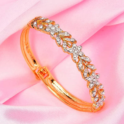 Estele  Gold Plated Crystal Studded Bangle Bracelet for Girls and Women