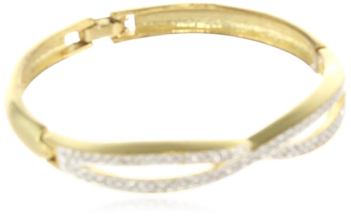 Estele Gold  Plated Intertwined  white crystal Bracelet for women
